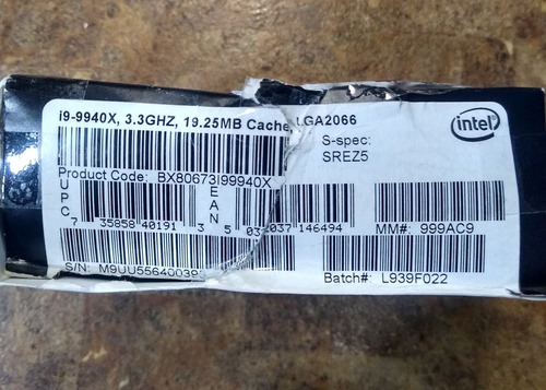 Procesador Intel Core I9-9940x Serie X 14 Nucleos 3.3 Ghz