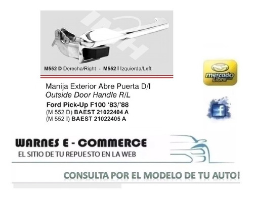 Manija Exterior Puerta Ford F100 Cromada