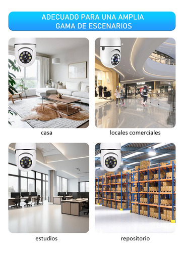 2pcs Cámara De Seguridad Wifi De 360° Visión Nocturna Alarma
