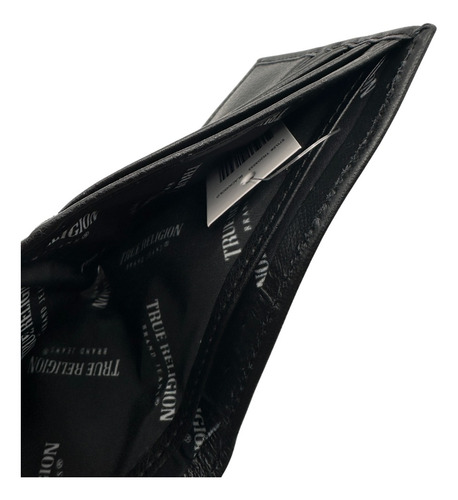 Cartera True Religion Original Nueva Hombre Billetera Genuin Negro Liso
