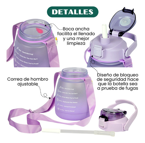 Botella Plástica Reutilizable Agua Motivacional 1200ml Niña