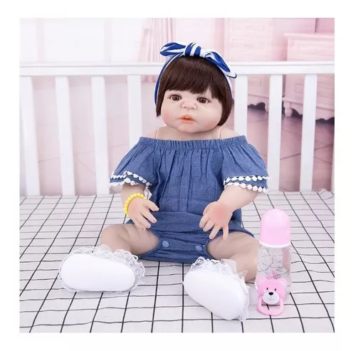 Bebê Reborn Original Realista, Corpo Inteiro de Silicone pode dar Banho,  Grande 55cm, Pronta Entrega, Envio Imediato