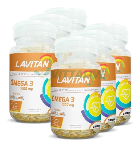 Kit 6x Lavitan Ômega 3 Óleo De Peixe 1000mg 120 Cápsulas