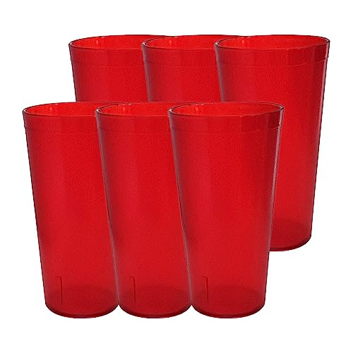 Vasos De Plástico Rojo Claro 6 Piezas, 24 Oz, Vasos De...