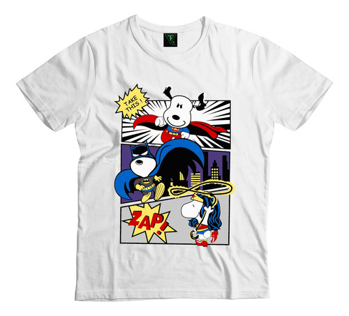 Polera Snoopy Superheroes Superman Batman Wonderwoman Niños