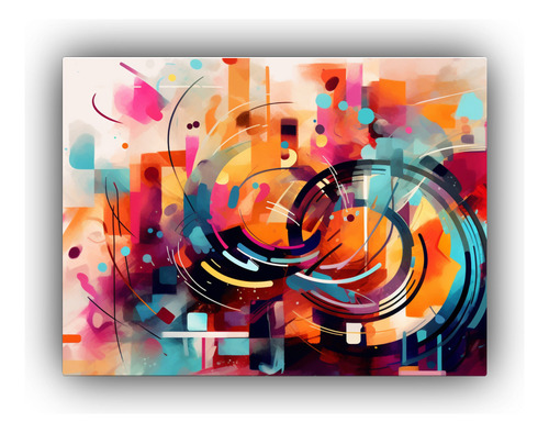 65x50cm Cuadro Tela Abstracto Inspirado En Kandinsky Flores