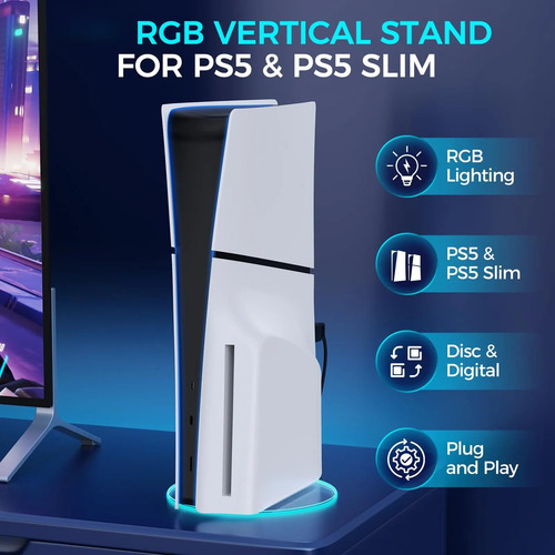 Soporte Vertical Para Consolas Ps5 Con Luces Rgb 7 Colores