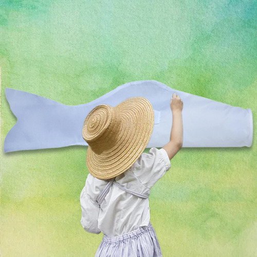 Bandeira Japonesa Koi Peixe Koinobori Em Branco 70cm