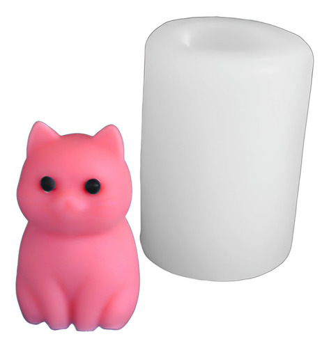 Molde De Silicona Gato Gatito Chico Vela Resina Yeso Blanco