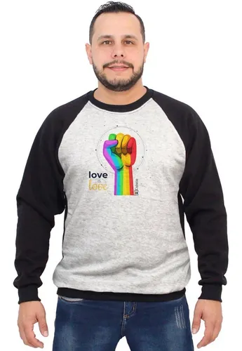 Blusa Moletom Raglan Sublimatico Masculino Azul Cinza Liso