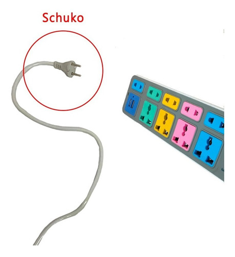Imagen 2 de 8 de Alargue Zapatilla 9 Enchufes 2 Usb Adaptador Oferta X2 Promo