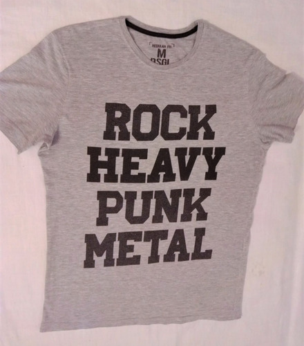 Remera Desigual Gris Algodón Rock Heavy Punk Metal
