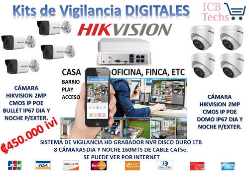 Sistema De Seguridad Nvr Hikvision 8 Cámaras Digitales 1tb