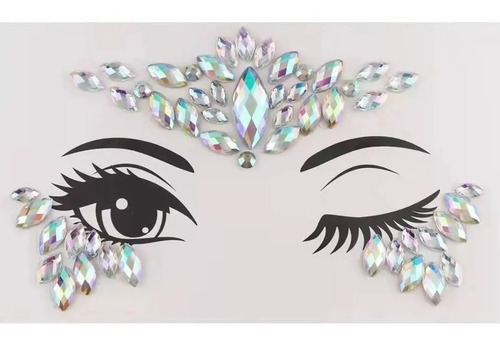 Imagen 4 de 10 de Strass Facial Gemas Cristal Autoadhesivo Art Deco