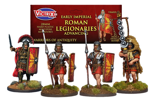 Caixa 25 Miniaturas Romanos Legionários Avançando  Victrix  