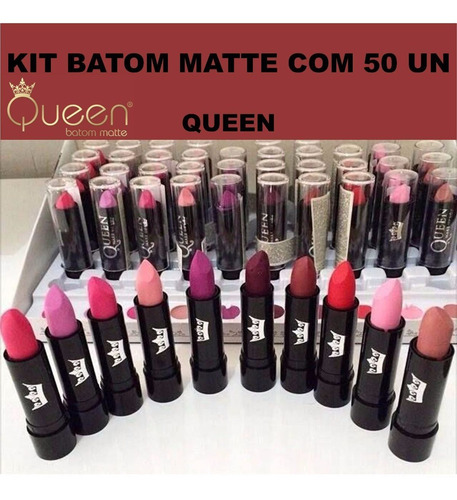 Kit Batom Queen Matte Fosco Com 50 Unidades