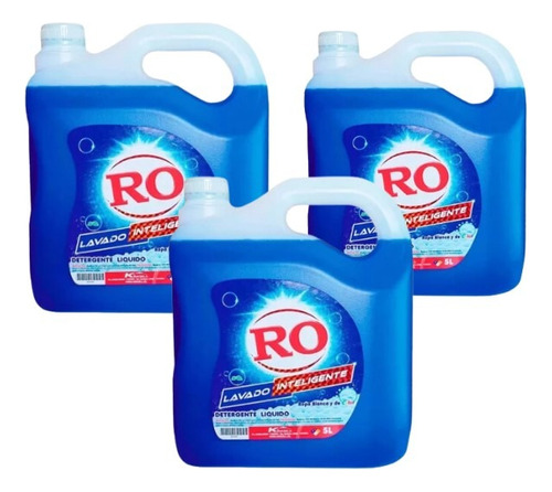 Pack 3un Detergente Liquido Ro 5 Litros Lavado Inteligente 