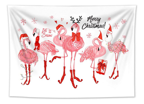 ~? Lb Navidad Flamingo Tapiz Acuarela Animal Rosa Flamingo T