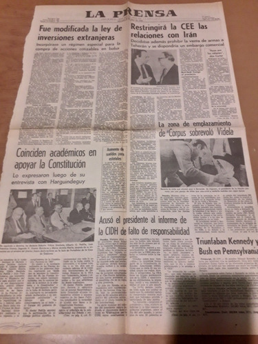 Tapa Diario La Prensa 23 04 1980 Videla Dd.hh. Constitución 