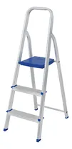 Comprar Escalera De Aluminio Tijera 3 Escalones Mor Plegable 5101 Base Antideslizante, Traba De Seguridad. Ultimo Escalon Como Plataforma Y Soporte De Aluminio Para Sujetarse