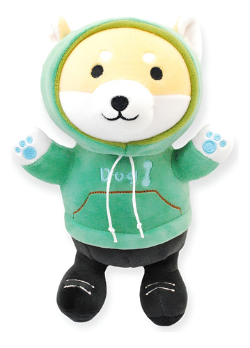 Perro De Peluche Con Sudadera Verde Suave Animales 29 Cm