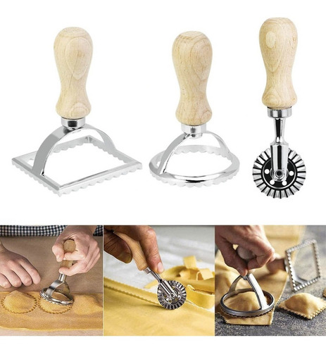 Cortador Massa Fresca Carretilha Ravioli Italiano Quadradado