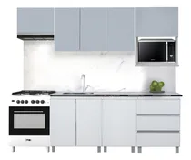 Comprar Combo Bajo Mesada 160 Cm + Alacena 220 Cm Con Porta Microondas Y Sobrepurificador - Potenza Blanco Y Gris