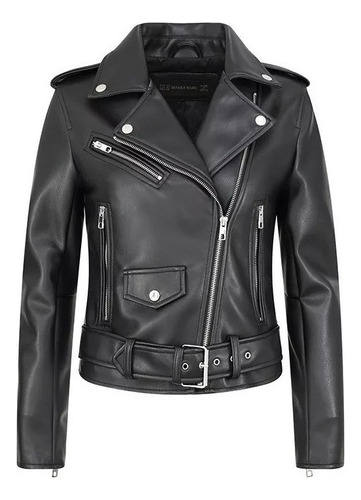 Chaqueta De Cuero Pu Black Glamour Casual Para Mujer