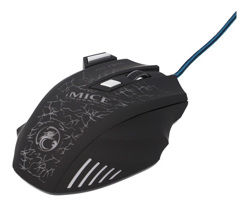 Mouse Imice Gamer Ergonómico Led Con Cable Usb 7 Botones X7 Color Negro