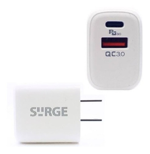 Cargador Surge Doble Puerto Usb-c Y Usb-a 20w Carga Rapida