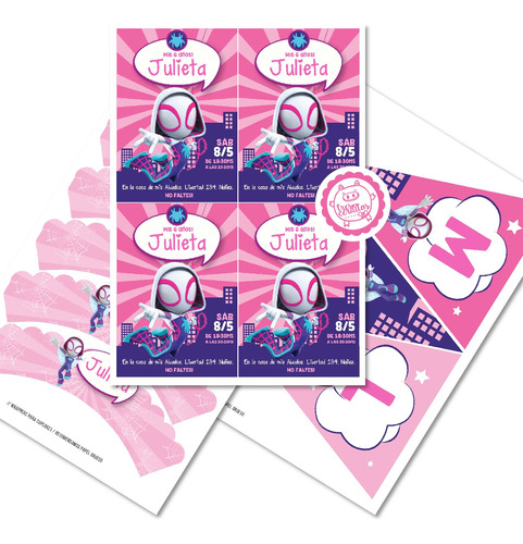 Kit Imprimible Textos Editables Ghost Spider Gwen Spiderman