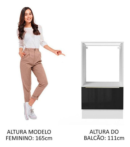 Mueble Para Horno Y Microondas Madesa Lux Sin Encimera Color Blanco/Negro