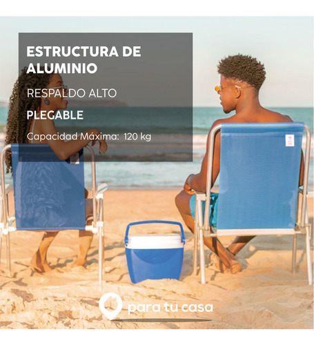 Sillón X2 Aluminio Playero Pescador Camping Alto Mor