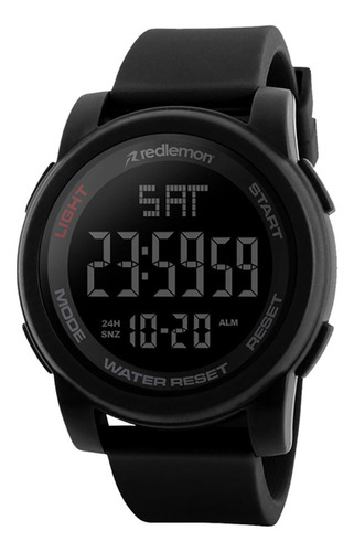 Redlemon Reloj Deportivo con Pantalla Digital, Resistente al Agua, Pantalla Retroiluminada, con Cronómetro, Alarma, Dual Time, Temporizador, Correa Ajustable, Modelo 1257, Color Negro