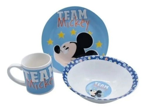 Set Desayuno 3 Pizas Disney Loza Spiderman Mickey Y Minnie