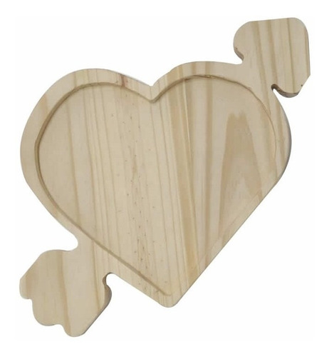 Plato Madera Corazon Flechado   Pack X 10 Mundopino 