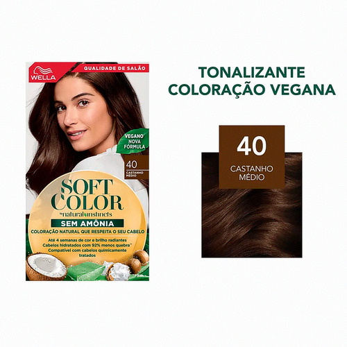 Kit 04 Coloração Soft Color 40 Castanho Médio Wella