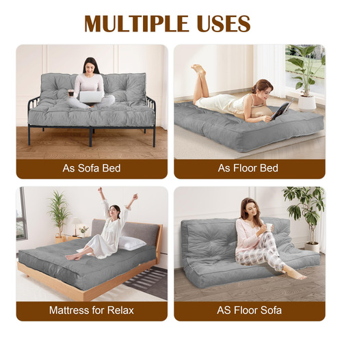 Colchón Futón Matrimonial Sofá Cama Plegable Espuma Triturad