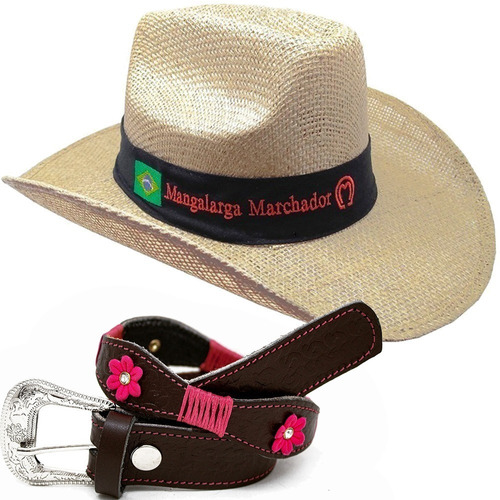 Kit Infantil Country Chapeu Mangalarga + Cinto Menina Rosa