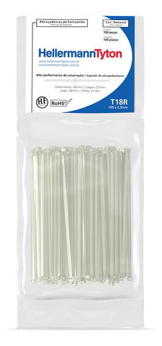 Abraçadeira Natural 2,5x100mm T18r - Hellermanntyton