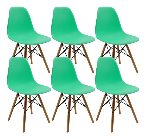 Kit 6 Sillas Eames / Comedor, Restaurante/ Color De La Estructura De La Silla Verde Menta