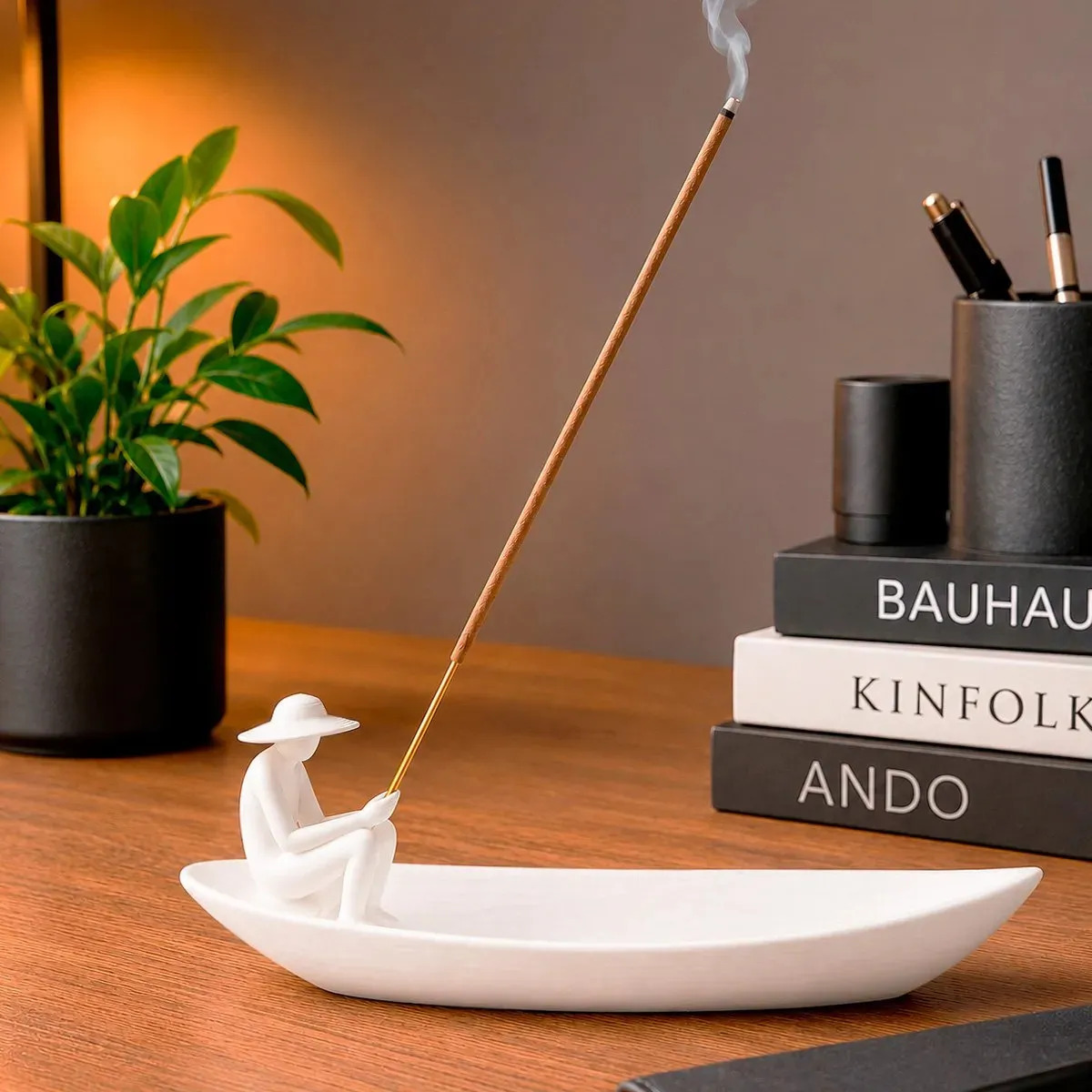 Incensário Decorativo Barco Zen Pescador Para Ambiente