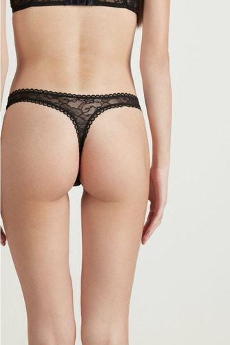 Tanga Encaje Floral Negra Intimissimi Tezenis Original