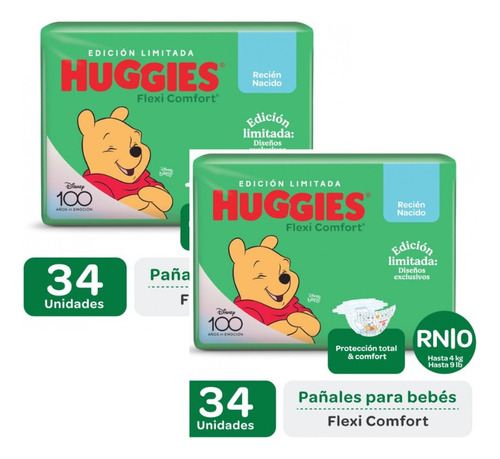 Pañales Huggies Flexi Comfort  Rn X 2 