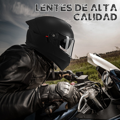 Casco De Motocicleta Visor Solar Integral Aprobad Por El Dot Negro Mate Solido 2xl