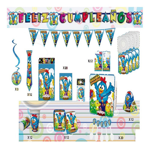 Decoración Infantil Fiesta Gallina Pintadita Set X12