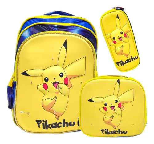 comprar Mochila Escolar Pokemon Pikachu Lonchera Y Cartuchera