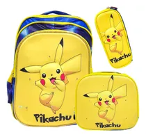 Comprar Mochila Escolar Pokemon Pikachu Lonchera Y Cartuchera