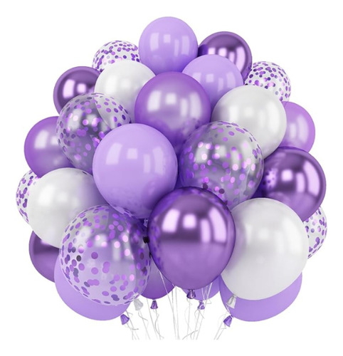 Kit Pack Globos  Tonos Morados  60pcs Tendencia Grado Boda