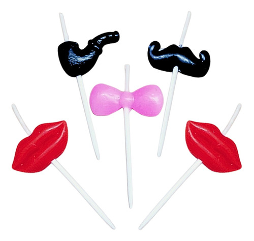 Set Vela Forma Labios Bigotes Props Hombre Mujer